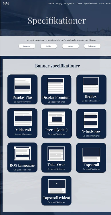 Figma-mockup af MinByMedias specifikationsside med bannerformater