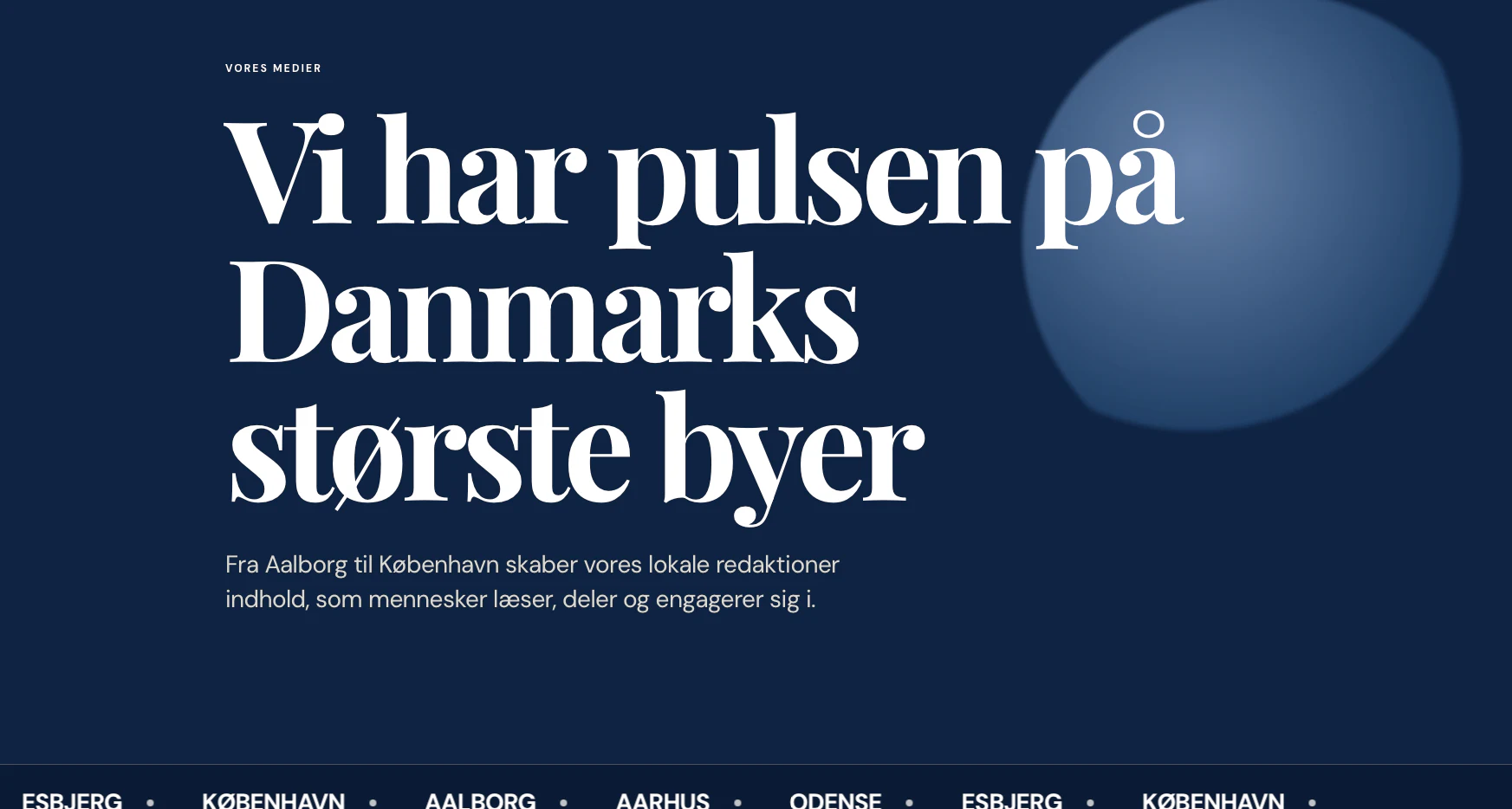 Det nye design til MinByMedias oversigt over lokale medier