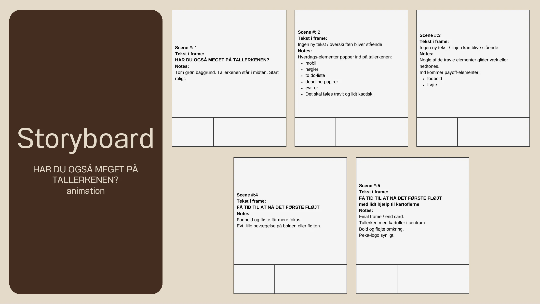 Storyboard til PEKAs Fløjt-animation