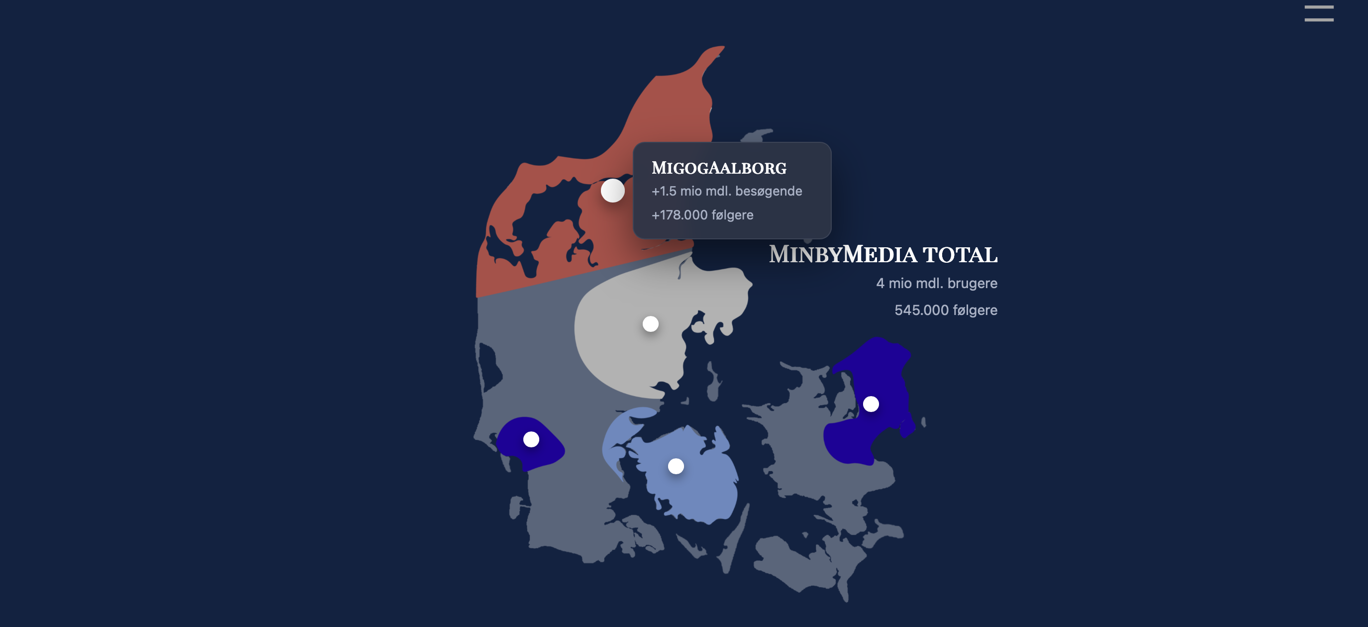 Interaktivt Danmarkskort designet til MinByMedia.dk